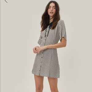 Printed Collar Skater Dress